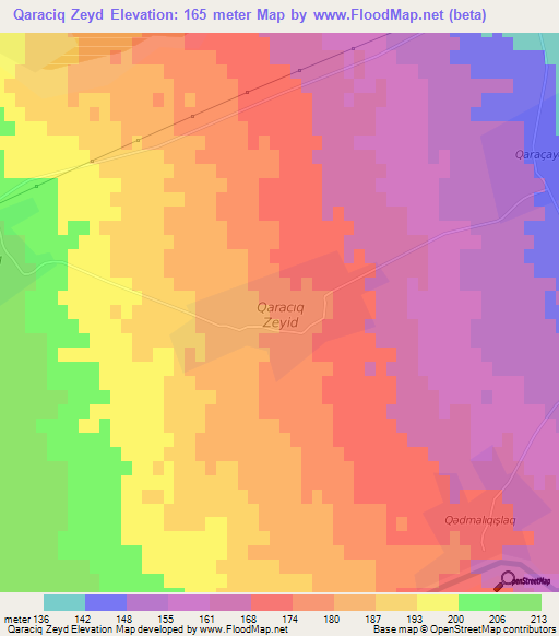 Qaraciq Zeyd,Azerbaijan Elevation Map