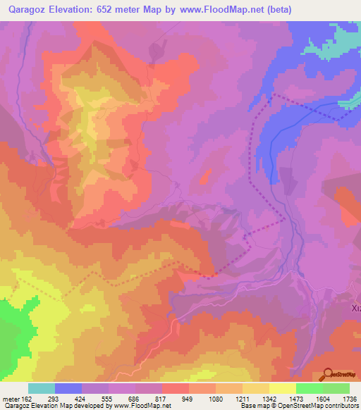 Qaragoz,Azerbaijan Elevation Map