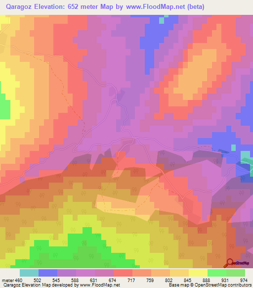 Qaragoz,Azerbaijan Elevation Map