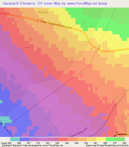 Qarahacili,Azerbaijan Elevation Map