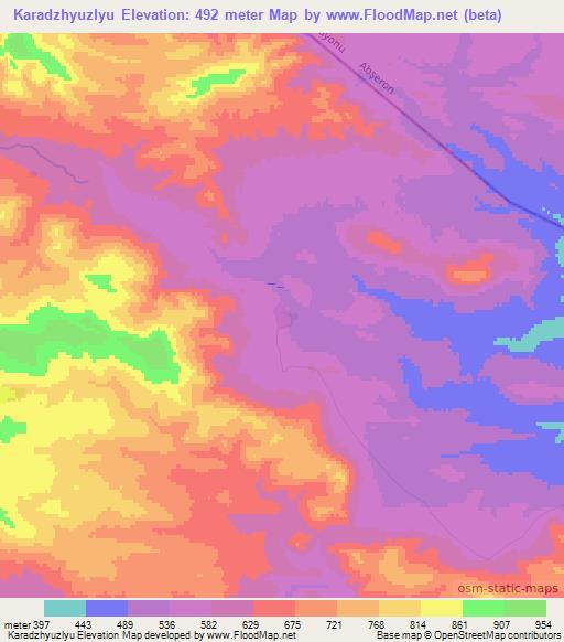 Karadzhyuzlyu,Azerbaijan Elevation Map