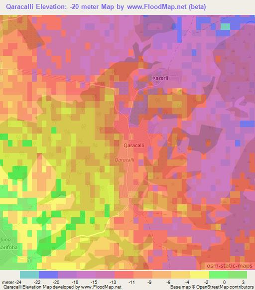 Qaracalli,Azerbaijan Elevation Map
