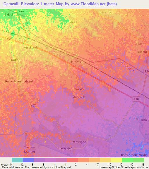 Qaracalli,Azerbaijan Elevation Map