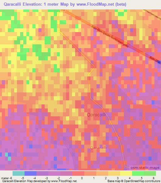 Qaracalli,Azerbaijan Elevation Map