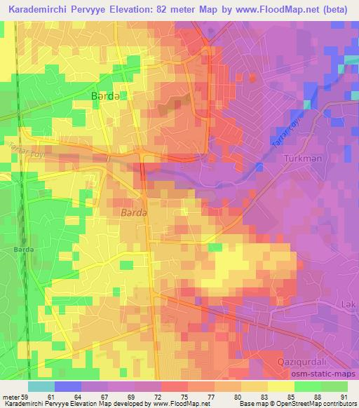 Karademirchi Pervyye,Azerbaijan Elevation Map