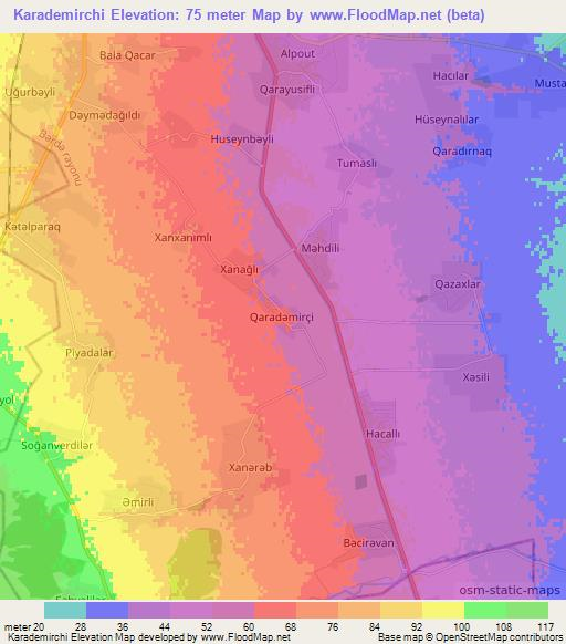 Karademirchi,Azerbaijan Elevation Map