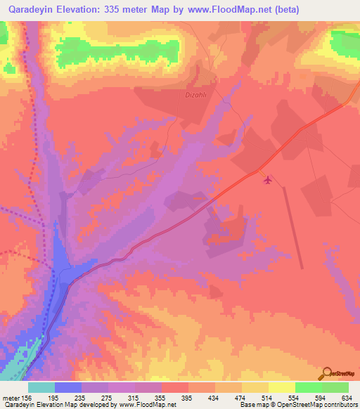 Qaradeyin,Azerbaijan Elevation Map