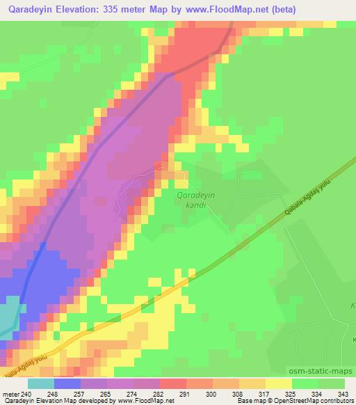 Qaradeyin,Azerbaijan Elevation Map