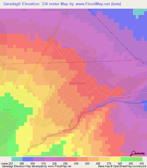 Qaradagli,Azerbaijan Elevation Map