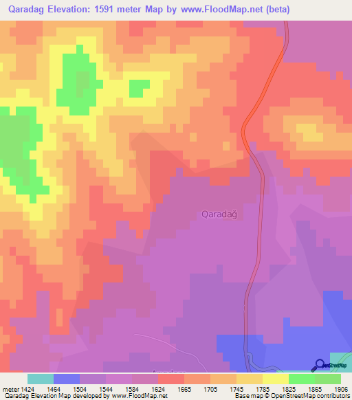Qaradag,Azerbaijan Elevation Map