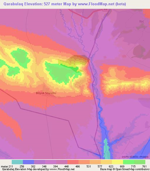 Qarabulaq,Azerbaijan Elevation Map
