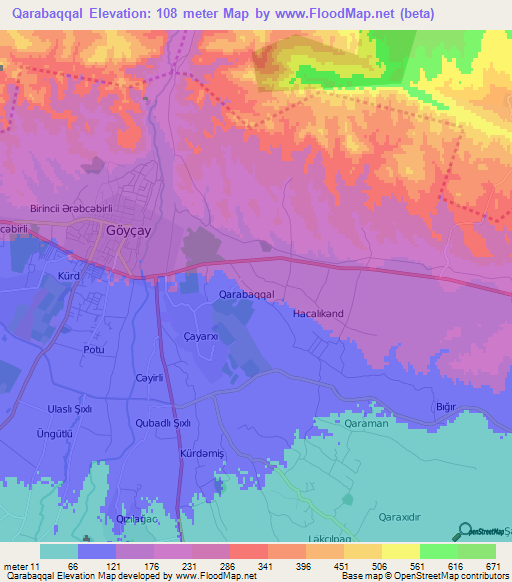 Qarabaqqal,Azerbaijan Elevation Map