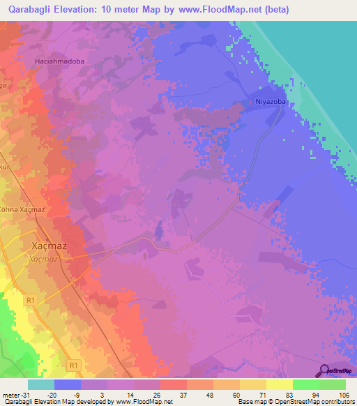 Qarabagli,Azerbaijan Elevation Map