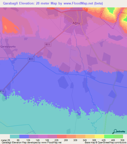 Qarabagli,Azerbaijan Elevation Map
