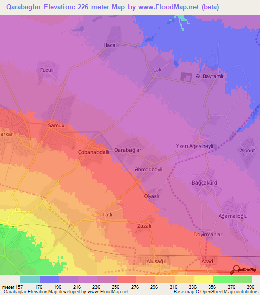 Qarabaglar,Azerbaijan Elevation Map