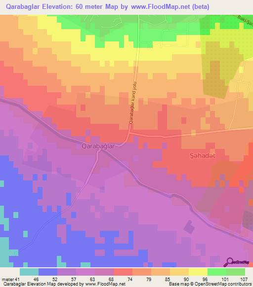 Qarabaglar,Azerbaijan Elevation Map