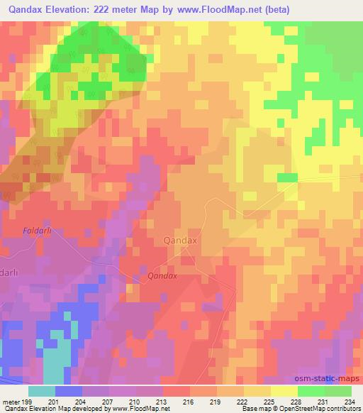 Qandax,Azerbaijan Elevation Map