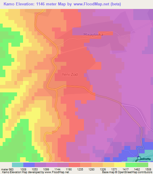 Kamo,Azerbaijan Elevation Map