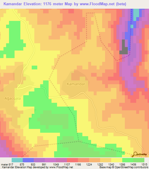 Kamandar,Azerbaijan Elevation Map