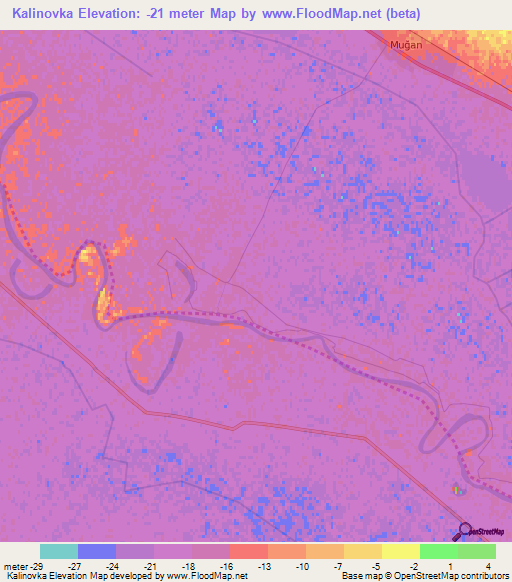 Kalinovka,Azerbaijan Elevation Map