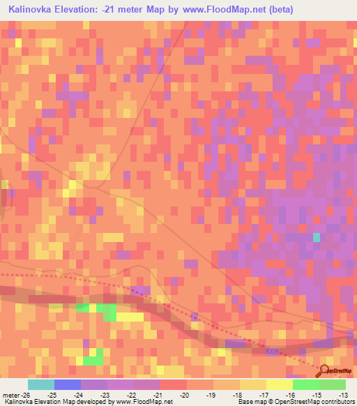 Kalinovka,Azerbaijan Elevation Map