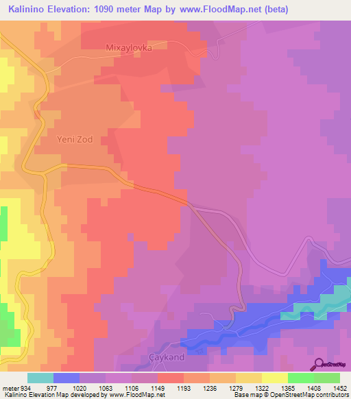 Kalinino,Azerbaijan Elevation Map