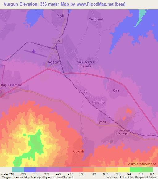 Vurgun,Azerbaijan Elevation Map