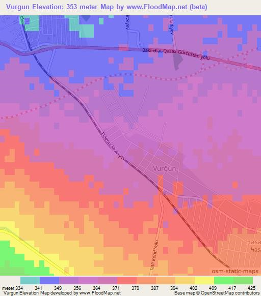 Vurgun,Azerbaijan Elevation Map