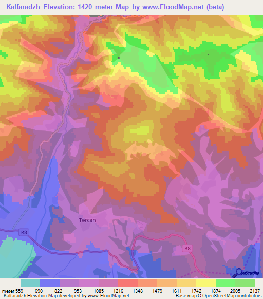 Kalfaradzh,Azerbaijan Elevation Map