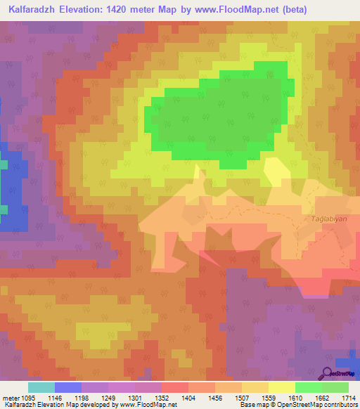 Kalfaradzh,Azerbaijan Elevation Map