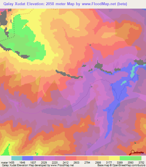 Qalay Xudat,Azerbaijan Elevation Map