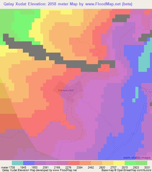 Qalay Xudat,Azerbaijan Elevation Map
