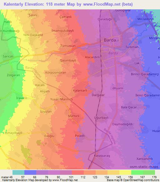 Kalentarly,Azerbaijan Elevation Map