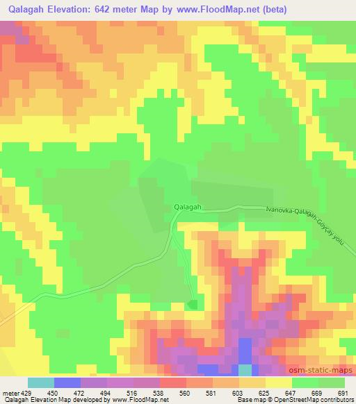 Qalagah,Azerbaijan Elevation Map