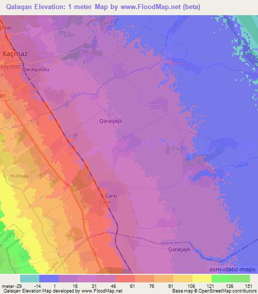 Qalaqan,Azerbaijan Elevation Map