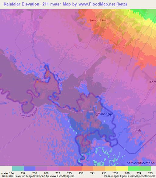 Kalafalar,Azerbaijan Elevation Map