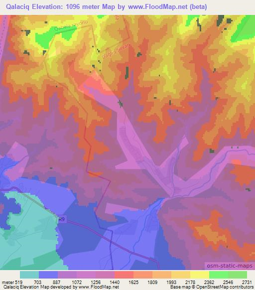 Qalaciq,Azerbaijan Elevation Map