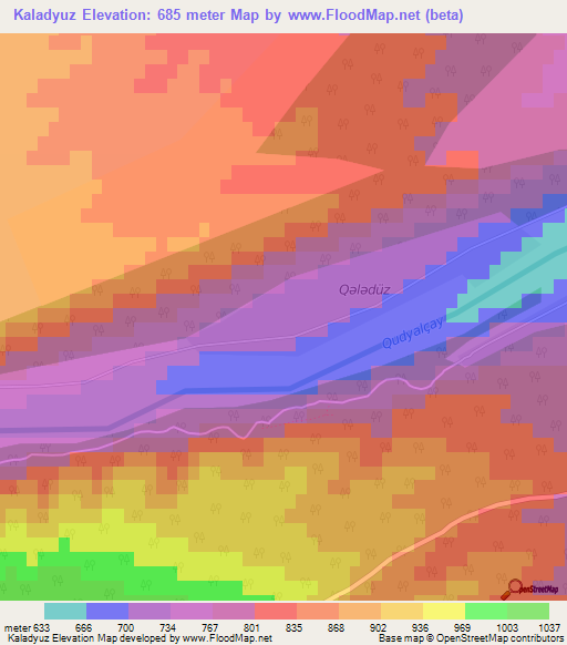Kaladyuz,Azerbaijan Elevation Map