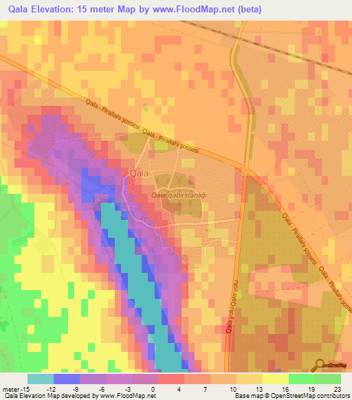 Qala,Azerbaijan Elevation Map