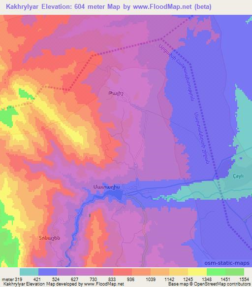 Kakhrylyar,Azerbaijan Elevation Map