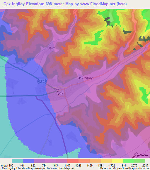 Qax Ingiloy,Azerbaijan Elevation Map
