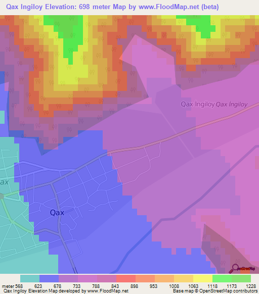 Qax Ingiloy,Azerbaijan Elevation Map