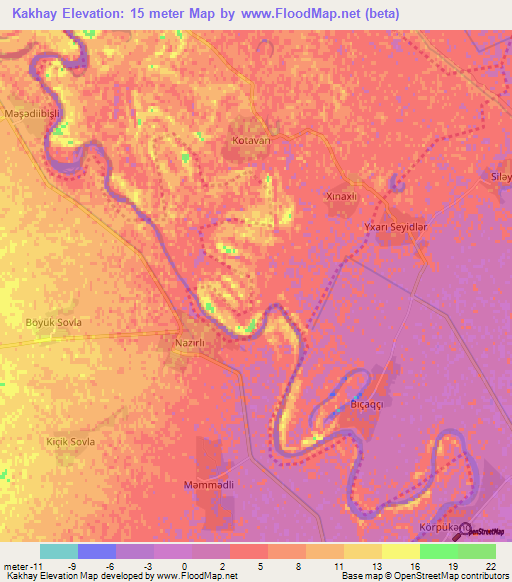 Kakhay,Azerbaijan Elevation Map