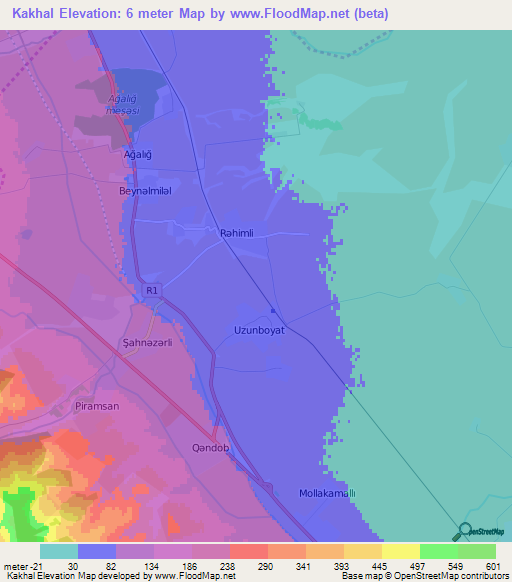 Kakhal,Azerbaijan Elevation Map