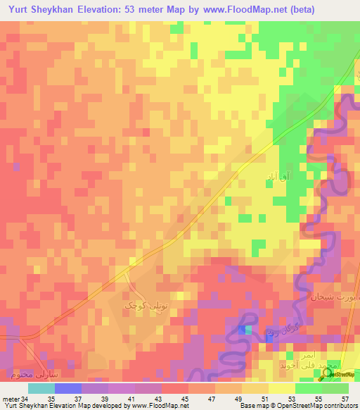 Yurt Sheykhan,Iran Elevation Map
