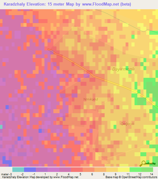 Karadzhaly,Azerbaijan Elevation Map