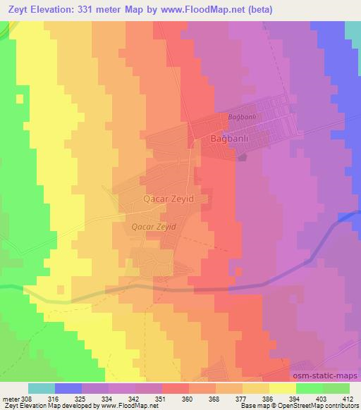 Zeyt,Azerbaijan Elevation Map