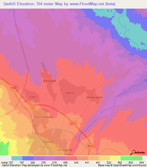 Qadirli,Azerbaijan Elevation Map