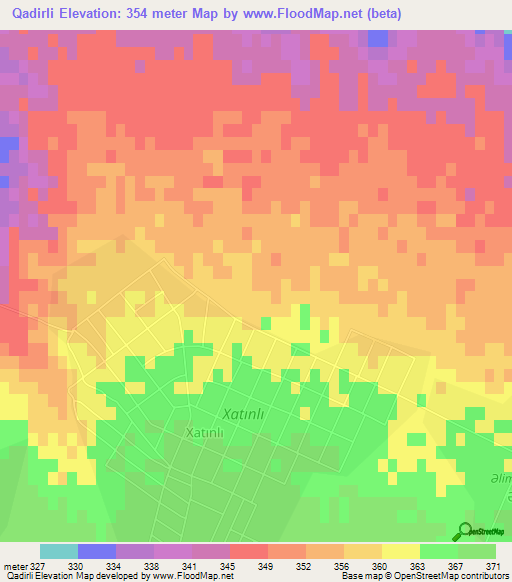 Qadirli,Azerbaijan Elevation Map