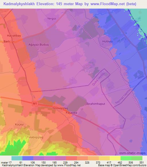 Kadmalykyshlakh,Azerbaijan Elevation Map